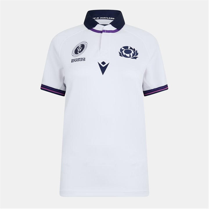 Scotland  Women's   ’S Rugby World Cup Away Shirt 2025 ’S, Football by Macron in Size 16, Sports Direct