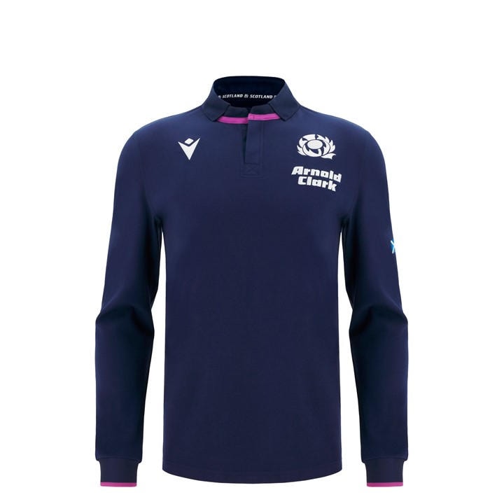 Scotland  Boys   Rugby Long Sleeve Home Shirt 25/26 , Football by Macron in Size 9 - 10 Years, Sports Direct