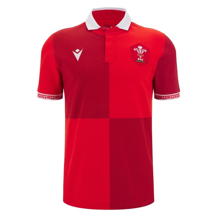 Wales  Men's   Rugby Home Shirt 2025 , Football by Macron in Size 2XL, Sports Direct