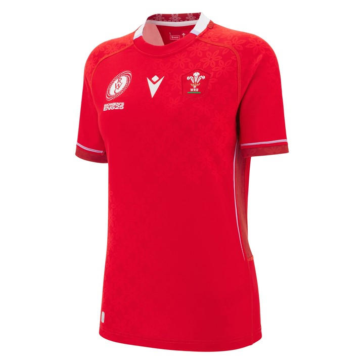 Wales  Women's   Rugby Union World Cup Home Shirt 2025, Football by Macron in Size 14, Sports Direct