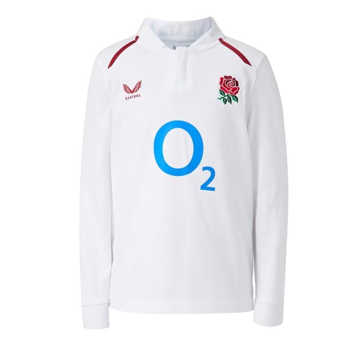 England  Boys  Kids  Rugby Home Long Sleeve Shirt 2026, Football by Castore in Size 11 - 12 Years, Sports Direct
