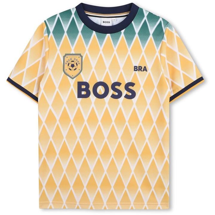 Brazil  Boys  Kids'  Crew Neck T-Shirt, Football by Boss in Size 8 - 9 Years, Sports Direct