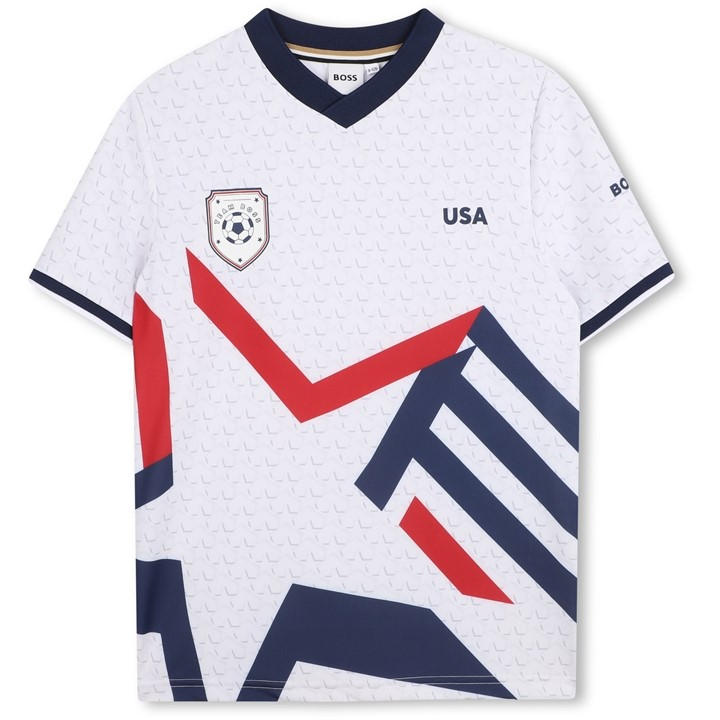 Boss Boys White Kids' Usa Crew Neck T-Shirt in Size 9 - 10 Years, Sports Direct