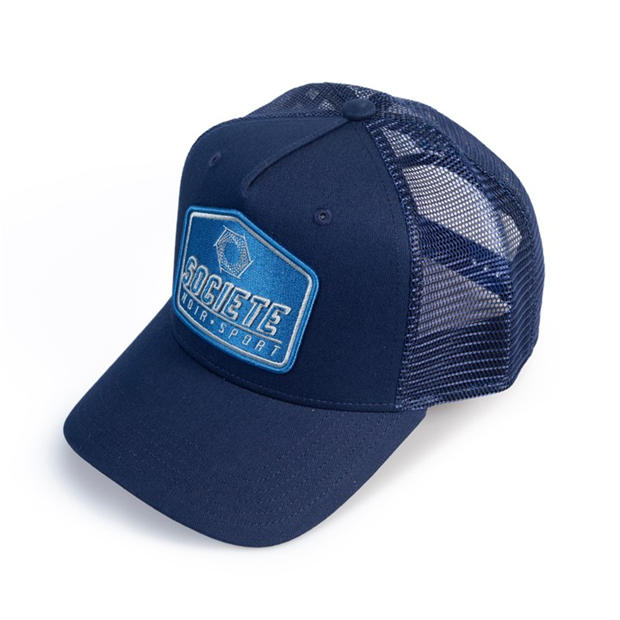 Navy/Grey - Societe Noir - Men's Sport Plate Trucker Cap