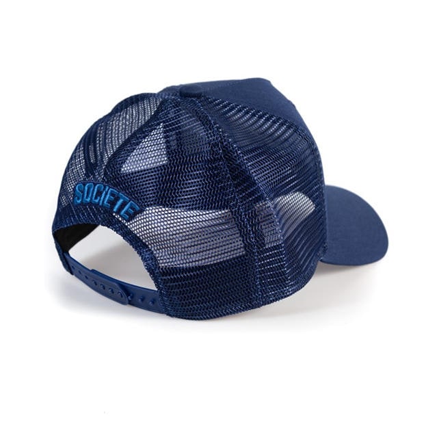 Navy/Grey - Societe Noir - Men's Sport Plate Trucker Cap
