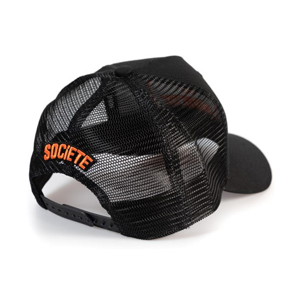 Black/Orange - Societe Noir - Men's Sport Plate Trucker Cap
