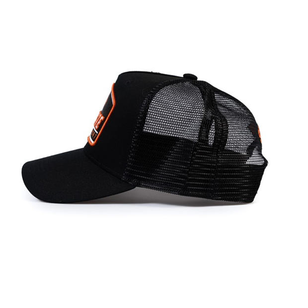 Black/Orange - Societe Noir - Men's Sport Plate Trucker Cap