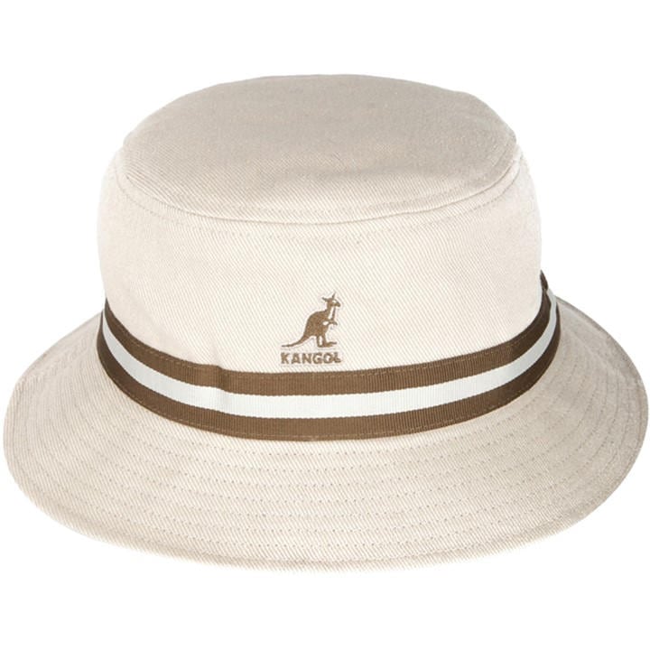 Kangol  Beige Stripe Bucket Hat in Size M - L, Sports Direct