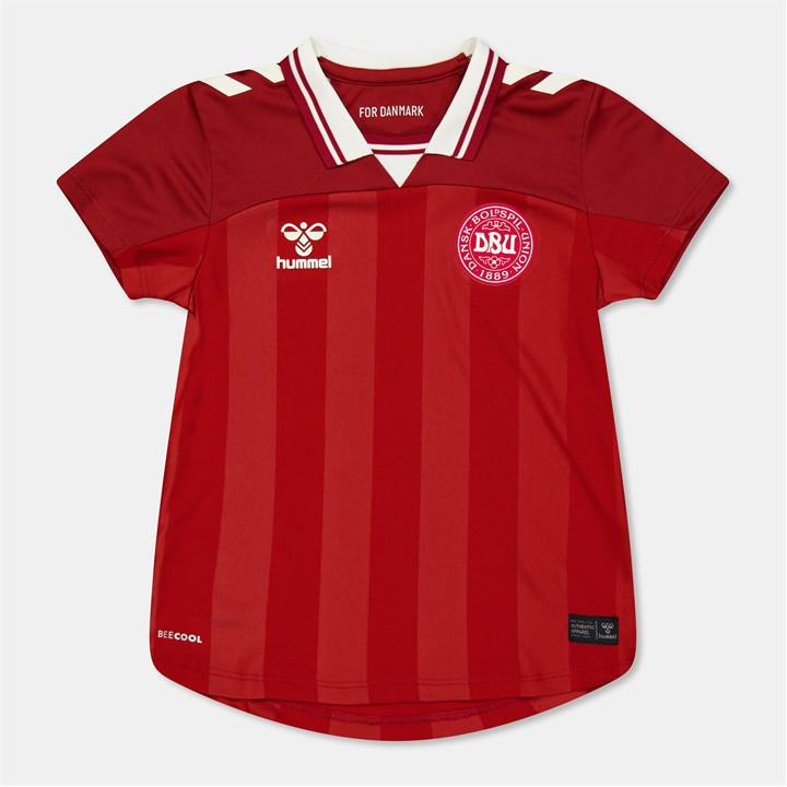Denmark   Kids   Home Shirt 2025 , Football by Hummel in Size 7 - 8 Years, Sports Direct