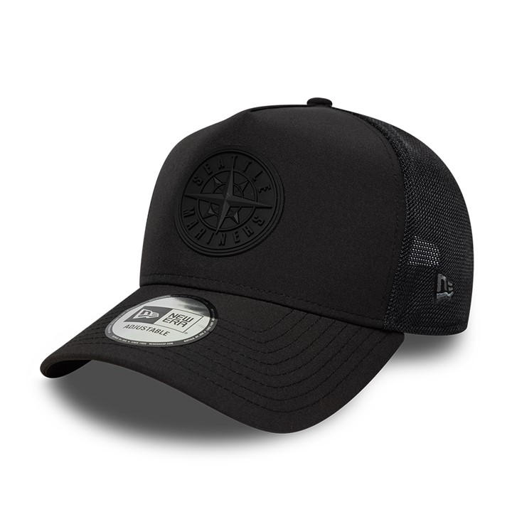 New Era  Black A-Frame Adjustable Trucker Cap in Size Mens, Sports Direct