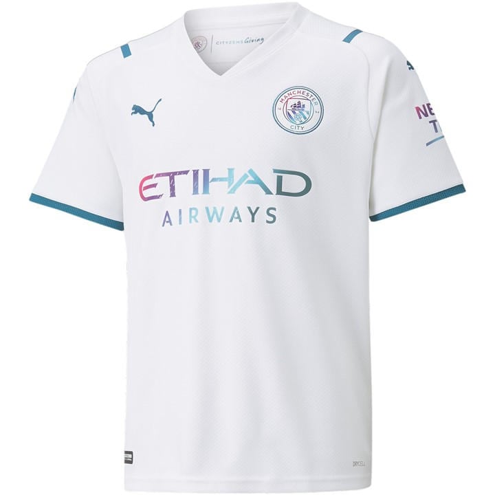 Mcfc   Kids   Away Shirt Jr W/Sponsor Logo Football, Football by Puma in Size 5 - 6 Years, Sports Direct
