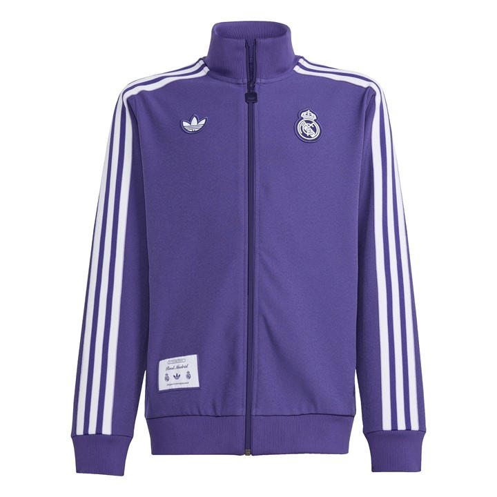 Adidas Boys Purple Real Madrid Icon Tracksuit Top Juniors - Size 7