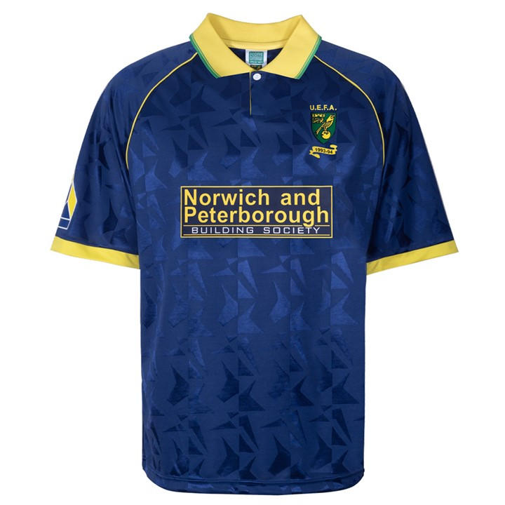 Score Draw Men's Blue Norwich City Retro Away Shirt 1993 Adults Medium