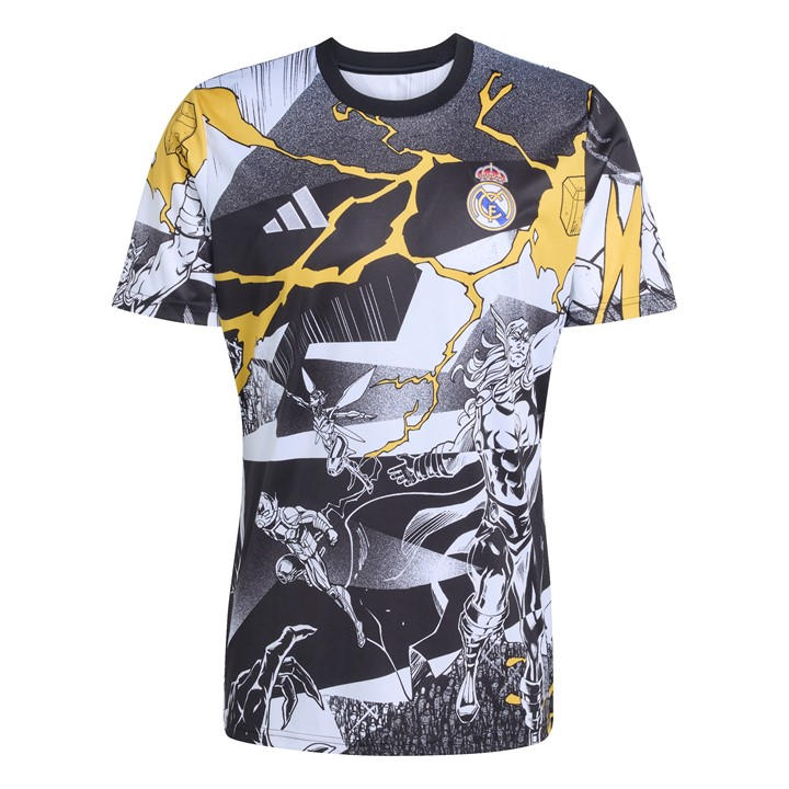 Adidas Men's Real Madrid X Marvel Short Sleeve T-Shirt 2025 2026 - White/Black - M - Image 3