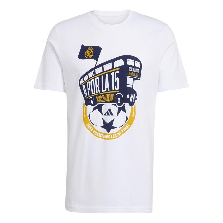 Real Madrid  Men'   League Winners Short-Sleeve T-Shirt, Football by adidas in Size S, Sports Direct