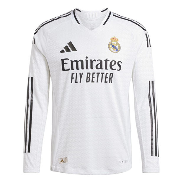 Mens adidas Real Madrid Authentic Long-Sleeve Home Shirt 24/25