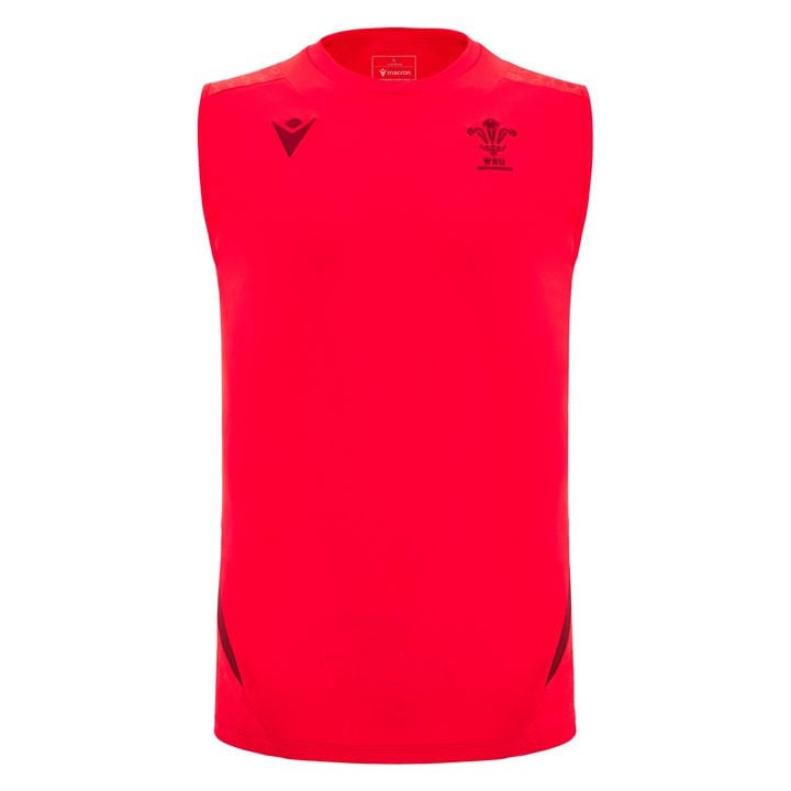 Wales  Men's   Rugby Sleeveless Training Shirt 2025 , Football by Macron in Size M, Sports Direct