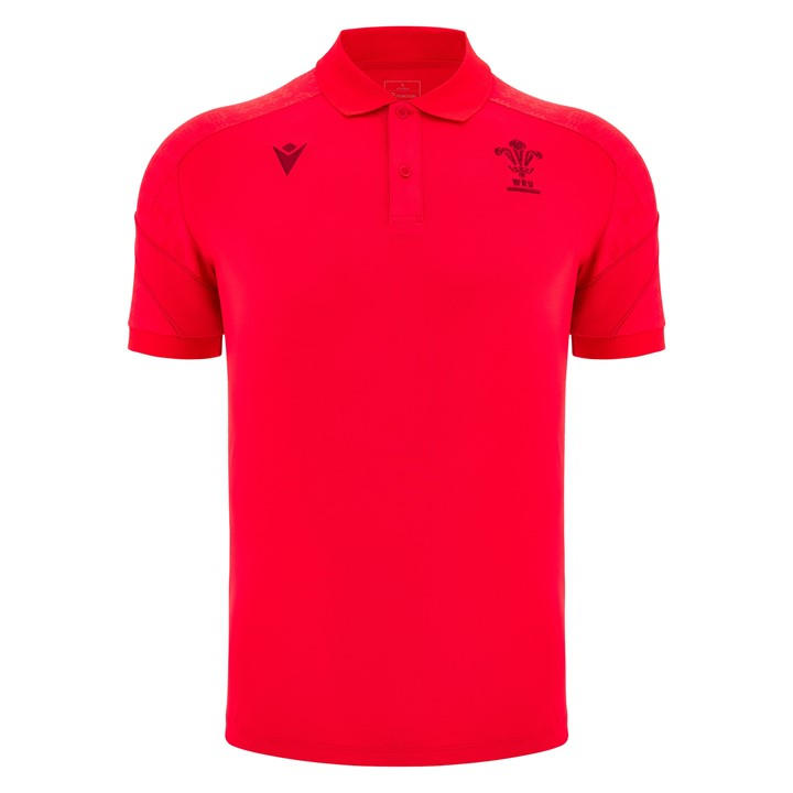 Wales  Men's   Rugby Travel Polo Shirt 2025 , Football by Macron in Size L, Sports Direct