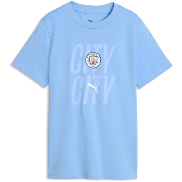 Manchester City  Boys   Culture T-Shirt , Football by Puma in Size 7 - 8 Years, Sports Direct
