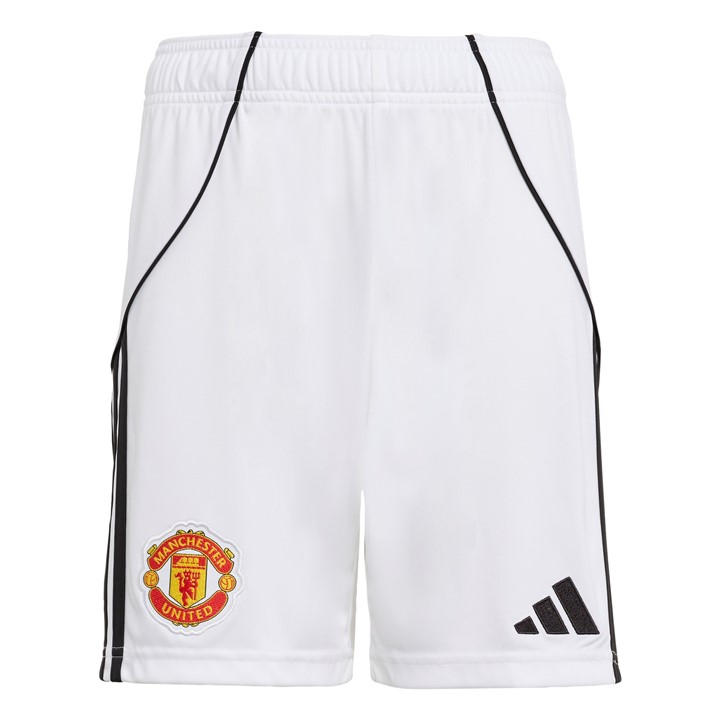 Adidas Boys White Manchester United Home Shorts 2025 2026 Juniors Size 13