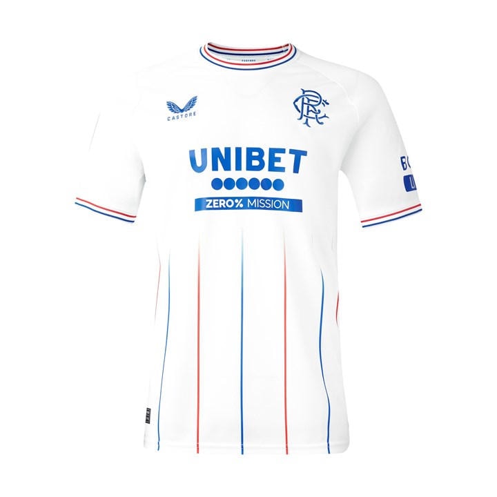 '23-'24 Rangers Away Shirt Polyester Made By: Castore Men's White Medium - Image 3