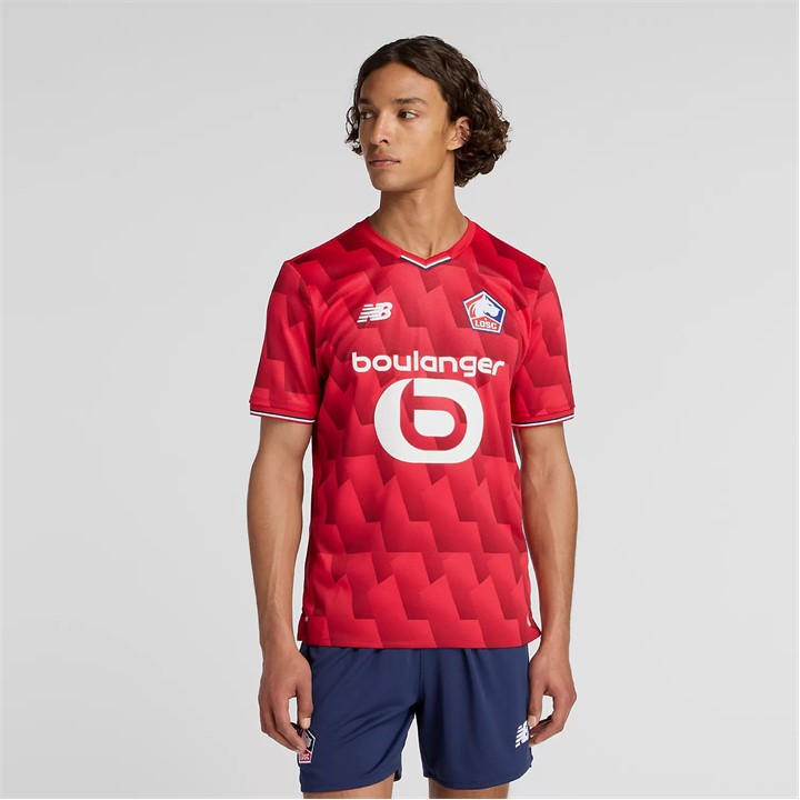 New Balance Men's Red Lille Home Shirt 2025 2026  in Size L, Sports Direct