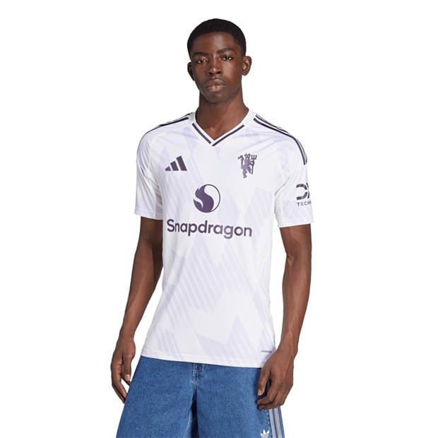 White - adidas - Manchester United Away Football Shirt 2025 2026 Adults