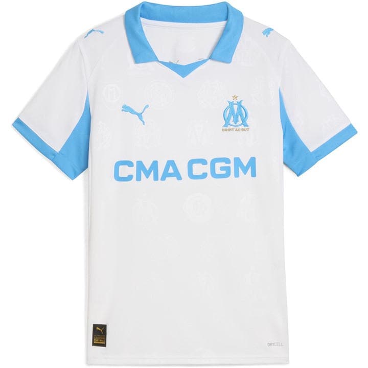 Olympique Marseille   Kids   Home Shirt 25/26 , Football by Puma in Size 13 - 14 Years, Sports Direct