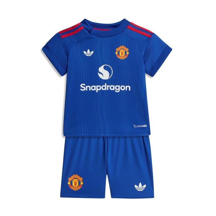 Manchester United Boys Kids Away 2026/27 Short-Sleeve Mini Kit, Football by adidas in Size 3 - 6 Months, Sports Direct