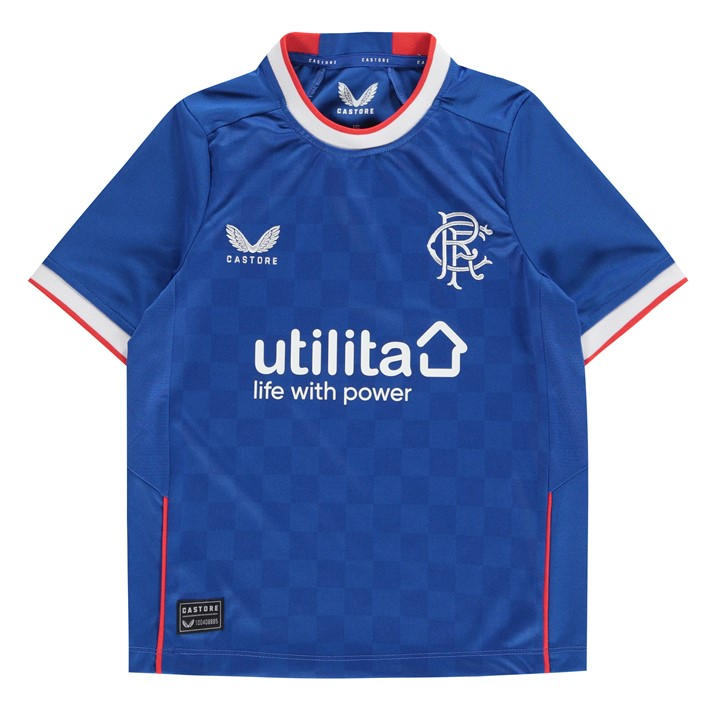 Rangers Fc  Boys   Home Shirt 2022 2023 , Football by Castore in Size 7 - 8 Years, Sports Direct