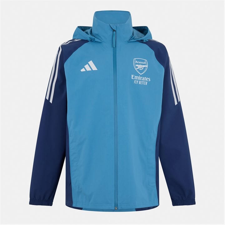 Arsenal  Men'  Tiro 24  25/26 Waterproof Long Sleeve Licensed Rain Anorak, Football by adidas in Size S, Sports Direct