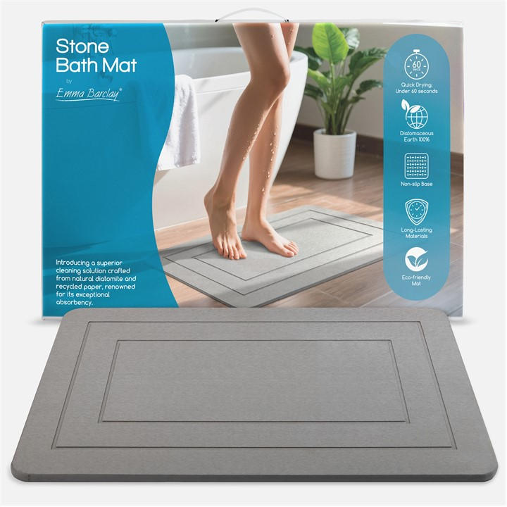 Emma Barclay  Grey Bath Mat Stone Super Absorbent Diatomite in Size 40x60, Sports Direct