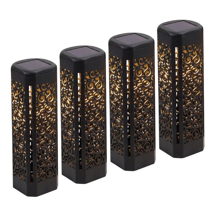 Streetwize  Black Pack Of 4 Solar Stake Lights, Sports Direct