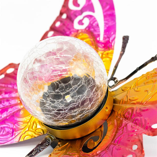 Pink - Streetwize - Solar Metal Sunset Butterfly With LED Crackle Ball