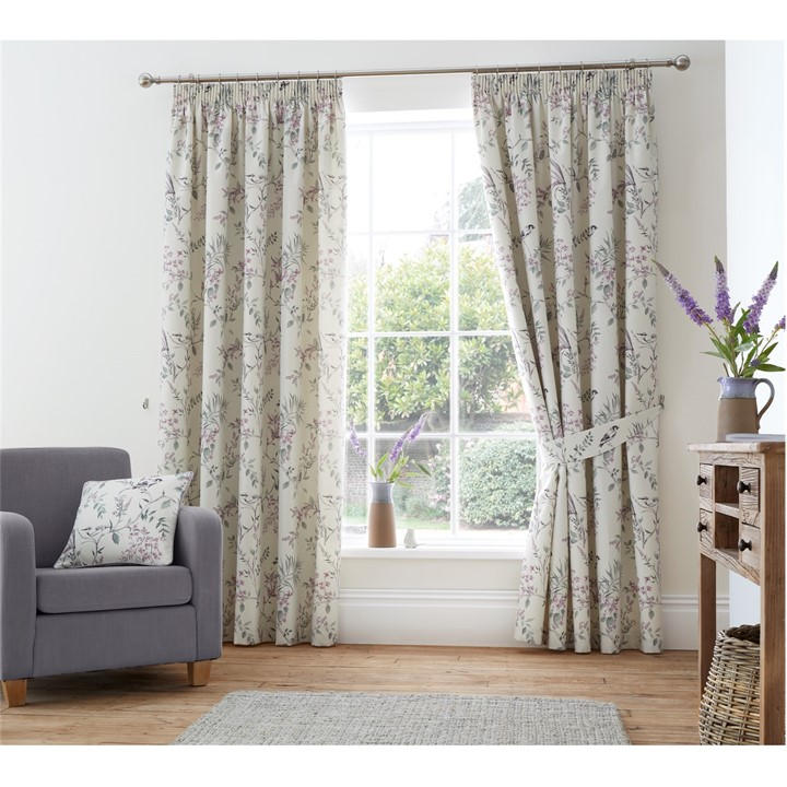 Dreams And Drapes  Grey Jazmine Cotton Lined Curtains With Tie-Backs, Sports Direct