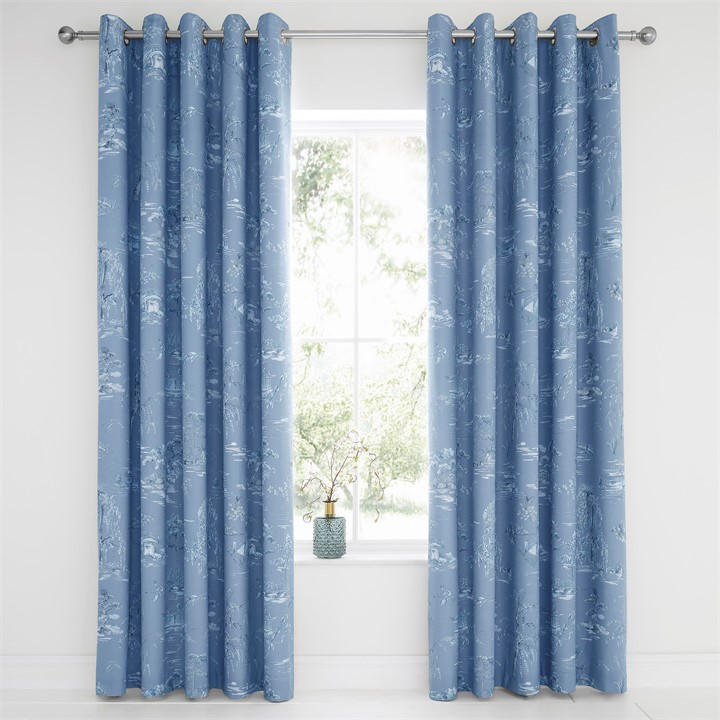 Dreams And Drapes  Blue Oriental Garden Blackout Pair Of Eyelet Curtains in Size 45x54, Sports Direct