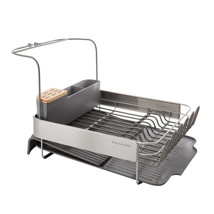 KitchenAid Expandable Dish-Drying Rack with Glassware Attachment in Grey - Image 6