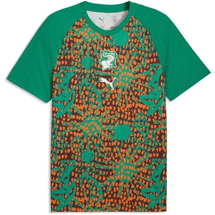 Puma Men's Green Ivory Coast Warm-Up Shirt World Cup 2026 in Size M, Sports Direct