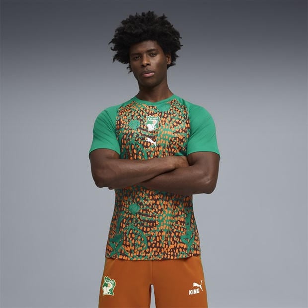 Green/Brown - Puma - Mens Ivory Coast Warm-Up Shirt World Cup 2026
