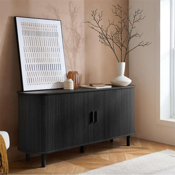 Axel 2 Door Fluted Sideboard Birlea in Black - Image 2