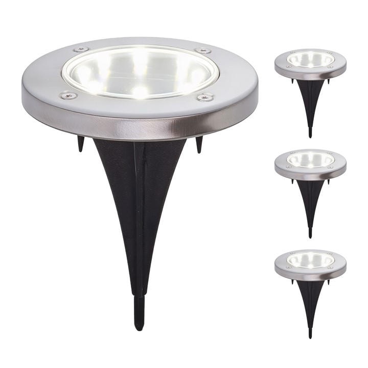 Streetwize  Silver Pack Of 4 Solar Deck Lights, Sports Direct
