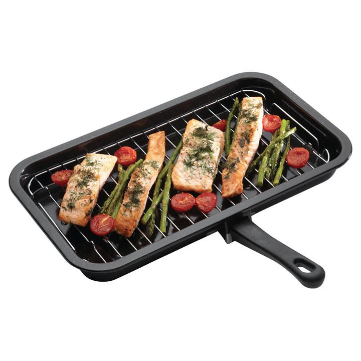 Kitchencraft  Black Enamel Grill Pan in Size 40x23cm, Sports Direct