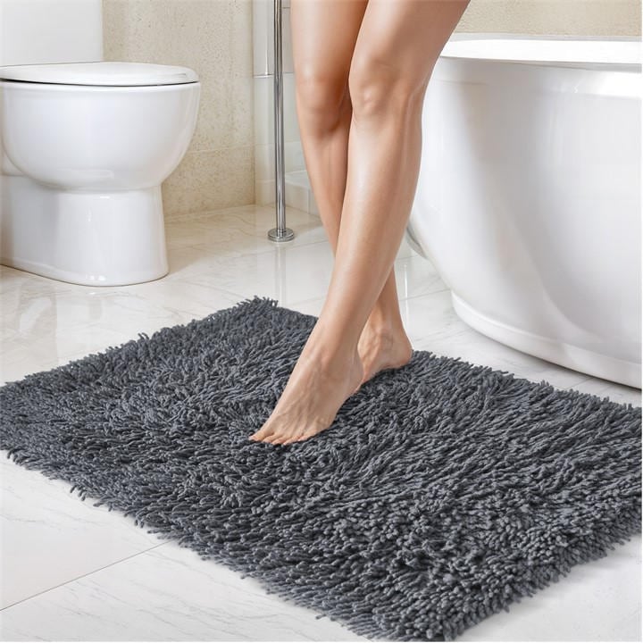 Emma Barclay  Grey 2 Piece Bath Mat Set Cotton Absorbent Tumble Twist, Sports Direct