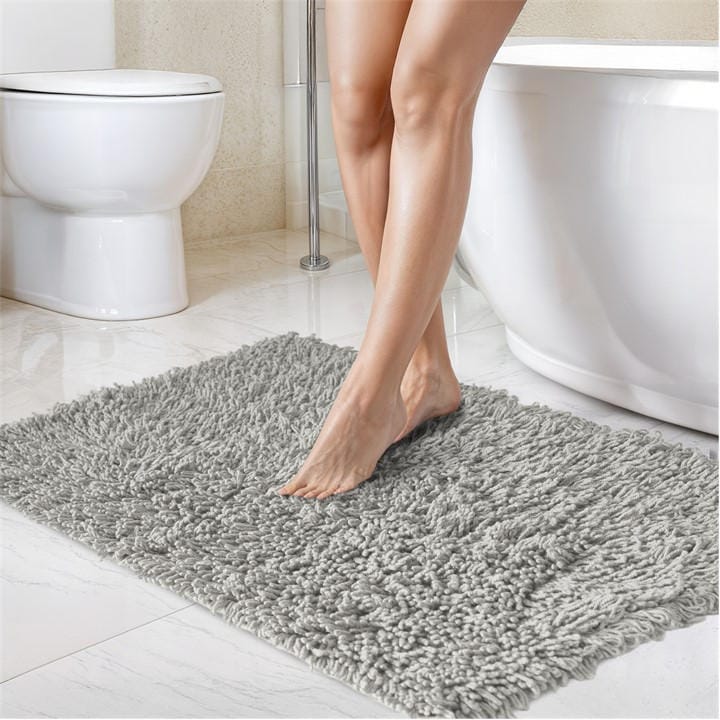 Emma Barclay  Silver 2 Piece Bath Mat Set Cotton Absorbent Tumble Twist, Sports Direct