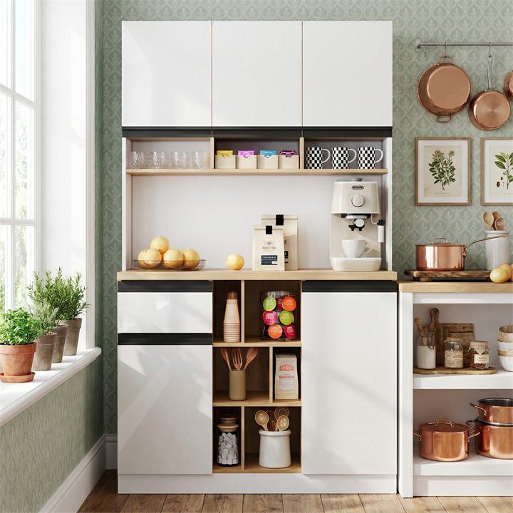 Urban Meuble  White High Gloss Kitchen Buffet Sideboard, Sports Direct