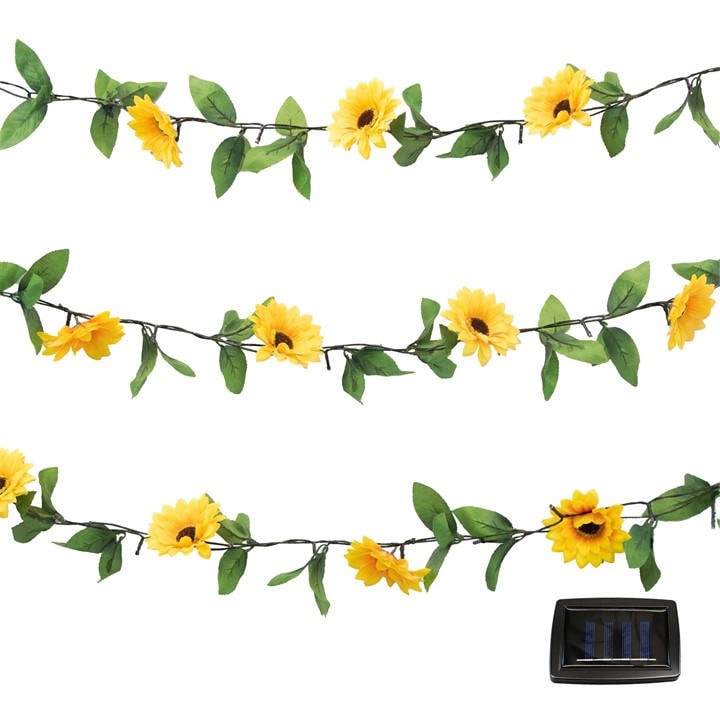 Streetwize  Yellow 2M Solar Sunflower Outdoor Garland String Lights, Sports Direct