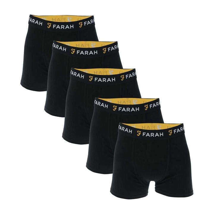 Farah Men's Black Chorley 5 Pack Boxer Shorts in Size XL, Sports Direct