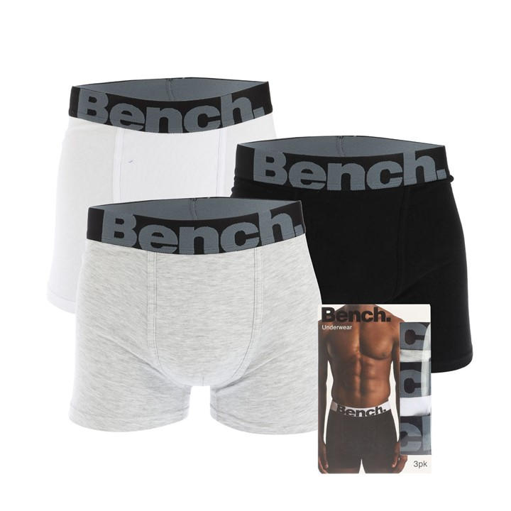 Bench Men's Black Grey White Conan 3 Pack Boxer Shorts