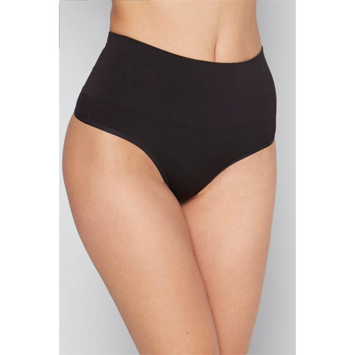 Valbonne Women's Black Control High Waist Thong in Size M, Sports Direct