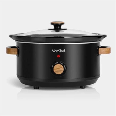 VonHaus - Fika Black & Wood 3.5L Slow Cooker